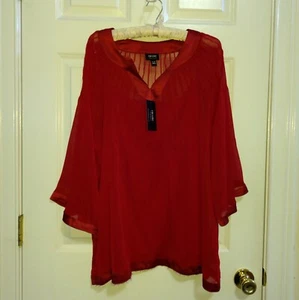 NEW Ladies, Red, Sheer Top by Nicole Miller. Size XL - Picture 1 of 10