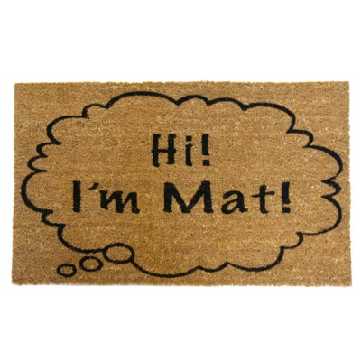 Rubber-Cal "Hi I'm Mat" Coir Doormat Funny Doormats, 18 x 30-Inch