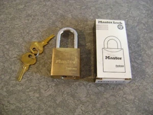 Master Lock 6850Ka10g202 Padlock, Keyed Alike, Long Shackle, Brass NEW IN BOX - Picture 1 of 9