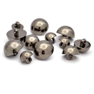 GUNMETAL GREY METALLIC DOMED SHANK BUTTONS ABS 15mm 18mm