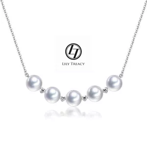Collar de diamantes LilyTreacy perlas Akoya 18K blanco/oro amarillo 18" con extensión - Imagen 1 de 7
