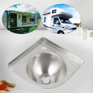 Fregadero triangular lavabo esquina autocaravana barco caravana cámper 304 acero inoxidable EE. UU. - Imagen 1 de 20