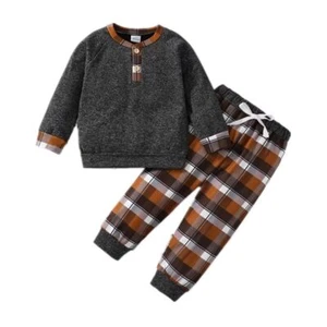 Boys Clothes 3T Toddler Fall Winter Outfit Little Boy Long Sleeve Plaid Tops ... - Picture 1 of 7