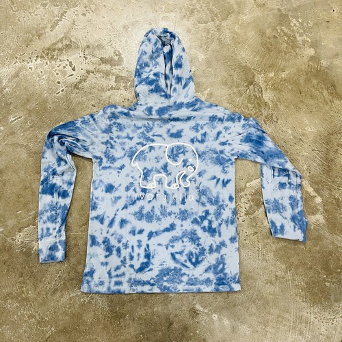 OFF WHITE T shirt con cappuccio avorio Ella felpa donna XS pullover elefante tie dye blu