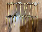 Set Of 22 Vintage Cocktail Sticks Decorated with Shells