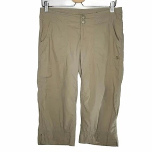 NORTH FACE Hiking Utility Pants Mid Rise Cargo Capri Drawstring Women's 6 Khaki - Picture 1 of 12