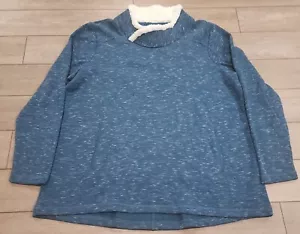 Jockey Women's Blue Green Longsleeve Fleece Pullover Top Size XXL Front Pocket - Picture 1 of 7