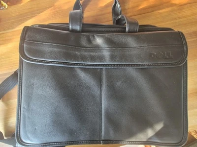 DELL Echtleder große LAPTOPTASCHE Neuwertig Schwarz AKTENTASCHE - Bild 1 von 4