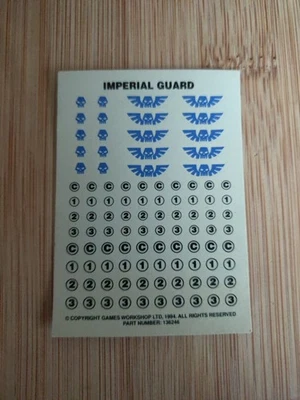 Warhammer 40k Imperial Guard Transfer Transfers Sheet Games Workshop 1994 - Image 1 of 4