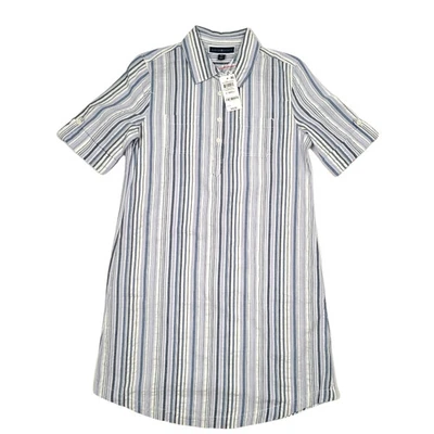 Karen Scott Women's Seersucker Shirtdress Persian Blue XS - Image 1 of 4