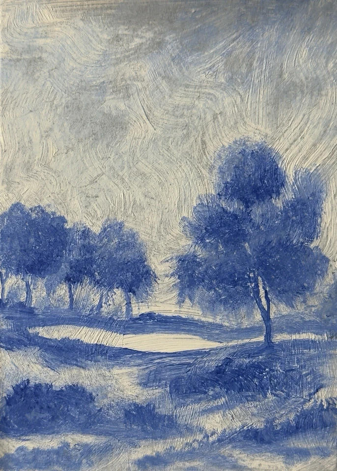 ACEO Original Oil Painting Landscape ATC Art Card Nature Delft by Emmer Plaxe - Image 1 of 1