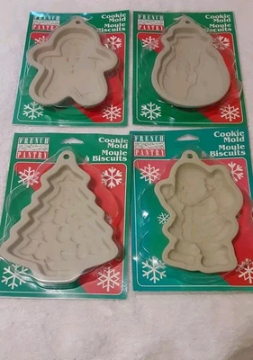 De colección 4 Moldes para Galletas de Cerámica Despensa Francesa Árbol de Navidad/Santa/Muñeco de Nieve/Jengibre Hombre  Foto 1 de 4