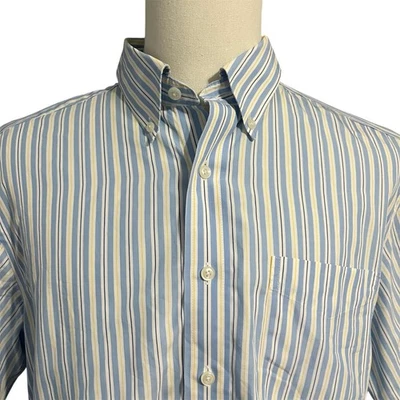 L.L. Bean Men's Classic 100% Cotton Stripe Preppy Short Sleeve Button Shirt Sz L - Image 1 of 4
