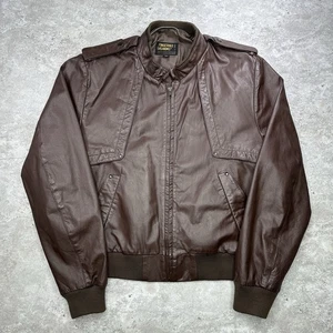 Vintage Fingerhut Leather Bomber Jacket Brown Made in Korea Men’s 46 - Picture 1 of 11