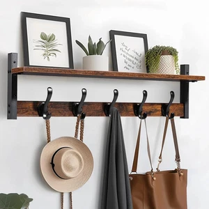 Tatub 29" Rustikale Garderobe Wandhalterung mit Ablage, Haken schwarz - Bild 1 von 3