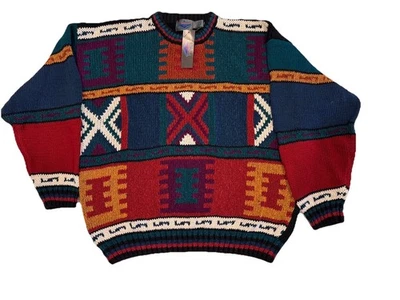 NWT Vintage 90s ETCHINGS Knit Cosby Style Sweater Multicolor XL - Image 1 of 4