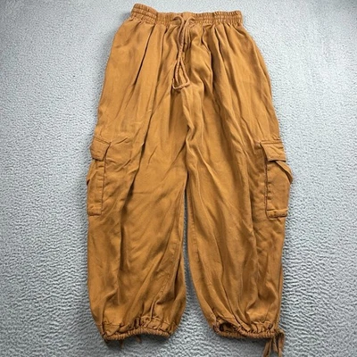 Pantalones FREE PEOPLE Mujer Pequeños Oro Palash Billowy Carga 100% Lyocell Foto 1 de 4