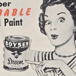 1953 Boysen Dreem Flat Wall Paint, Curly Haired Model Print Ad 8x11" - Picture 1 of 2