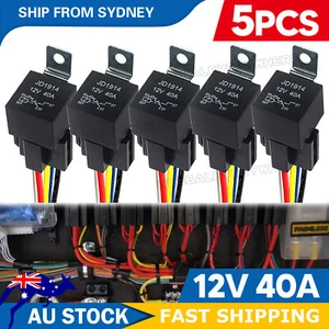 5Pcs 12V 40 Amp Car SPDT Relay DC 5 Pin 5 Wires W/ Harness Socket Automotive AU - Picture 1 of 9
