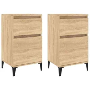 2x Wooden Bedside Tables Drawers Storage Side Cabinets Bedroom Nightstand Oak - Picture 1 of 10