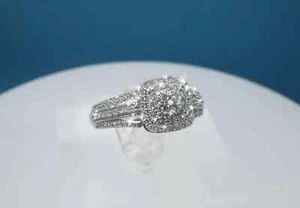 10K White Gold Genuine .50 tcw Diamond Ring Cushion Shape Size 7.25 JWBR - Picture 1 of 5