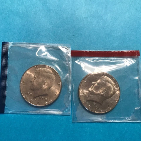 1986 P&D Kennedy Half Dollar Uncirculated Mint Cello  FREE SHIP   ***SEE PICS Cover