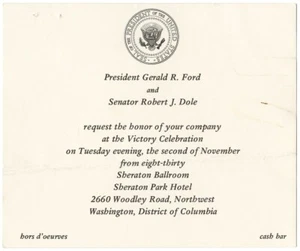 1976 Gerald Ford Bob Dole Washington DC Victory Celebration Invitation - Picture 1 of 2