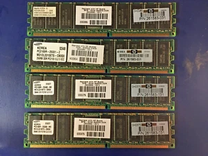 HP / Compaq 1GB Server Memory  4x 256MB ECC PC2100 DDR1 261583-031 - Picture 1 of 2