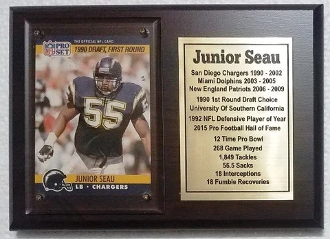San Diego Chargers Junior Seau Football Card Plaque Cover