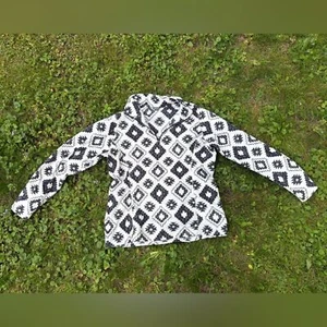Eddie Bauer Womens Fleece Quarter Zip Pullover Top Aztec Print Casual - Picture 1 of 4