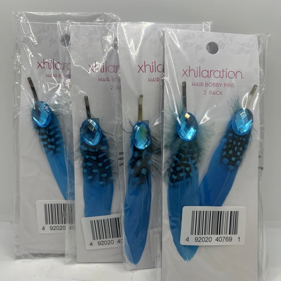 xhilaration синий перо и граненый искусственный драгоценный камень украшенный Бобби булавки 4 комплекта 2 ea. - Изображение 1 из 4
