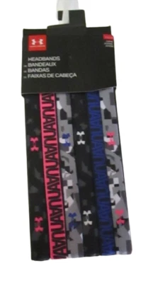 Paquete de 6 diademas elásticas gráficas Under Armour para niñas UA OSFA negras/rosa nuevas con etiquetas  Foto 1 de 2