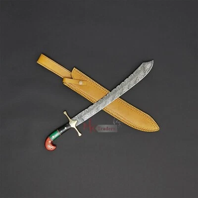 CUSTOM HANDMADE DAMASCUS STEEL FANCY ART SWORD ,MODERN SWORD,HAND FORGED SWORD - Image 1 of 2