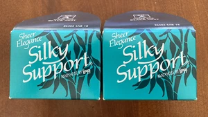 2 Pair Leggs Sheer Elegance Silky Support Black Mist Size A Pantyhose - Picture 1 of 3