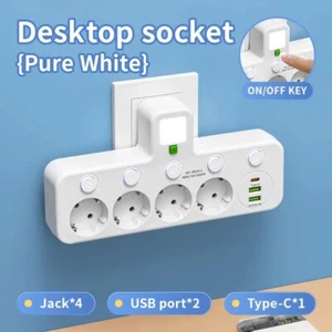 5 Fach Steckdosenleiste mit USB und Typ C Ladegerät Mehrfachsteckdose weiß - Bild 1 von 7