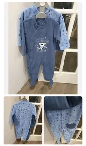 Dunnes Stores 12 - 18 Month Sleepsuit 2 Pack Fleece Warm Cosy Boys Blue