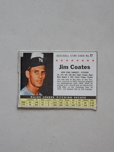 1961 Post Baseball Trading Card # 17 - Jim Coates - New York Yankees - Pitcher - Picture 1 of 2