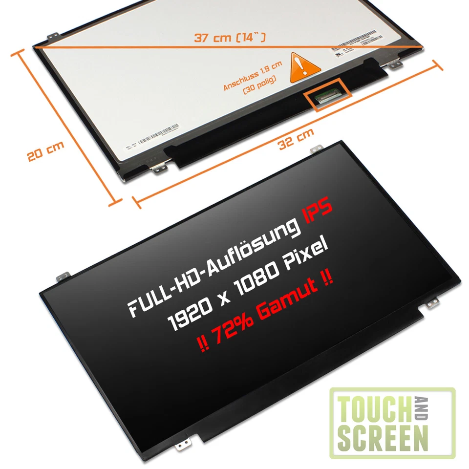 14,0" LED Display matt passend für Lenovo ThinkPad E470 20H1006Y IPS Full-HD - Bild 1 von 1