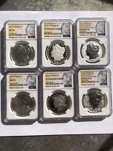 2023 - MS70 NGC 6-Coin Matched Set of Morgan & Peace In All 3 Designs! In Hand. - Picture 1 of 14