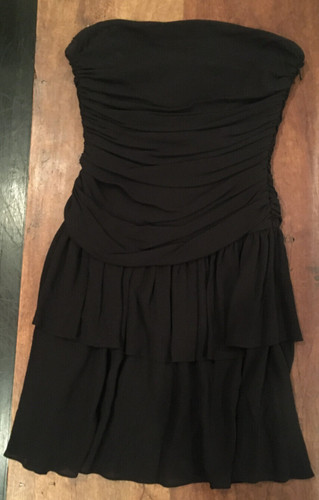 elegante abito da cocktail CELINE Phoebe Philo nero cerniera laterale senza spalline 38 92% seta