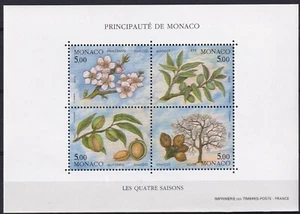 Monaco 1993 Yvert S/S #60 Las 4 Estaciones de la Flora de las Almendras Estampillada sin montar o nunca montada en muy buen estado - Imagen 1 de 1