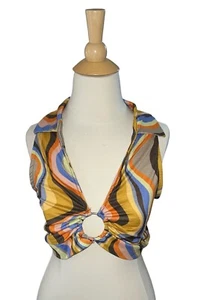 Rue 21 Women’s Crop Top Size XL, NWT - Retro Purple Orange Yellow - Ring Detail - Picture 1 of 7