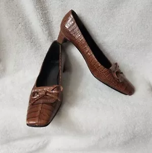 Stuart Weitzman classico pelle croc tacco goffrato donna TG 9N - Foto 1 di 9