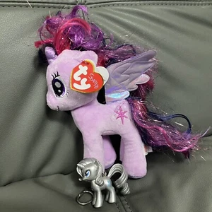 My Little Pony RARITY Keychain Silver & TY Twilight Sparkle Plush Stuffed Animal - Picture 1 of 9