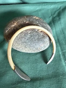 VTG Sterling Shell Mother Of Pearl Iridescent Cuff Bracelet 7” - Picture 1 of 6