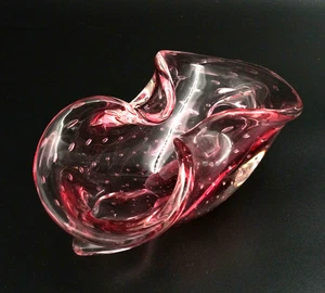 Vintage Murano Pink w/Controlled Bubbles Pinched Bowl Ashtray  - Picture 1 of 6