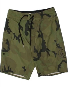 VOLCOM Boys Graphic Swimming Shorts 9-10 Years Khaki Camouflage CK01 - Picture 1 of 3