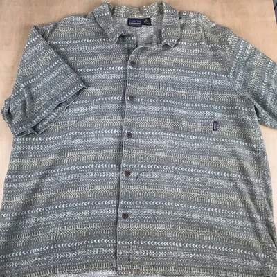 Camisa vintage años 90 Patagonia algodón orgánico para hombre XL abotonada patrón tribal  Foto 1 de 4