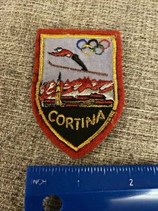 Cortina Schanzen Patch Abzeichen Italien Souvenir Reise Vintage Olympia Ringe - Bild 1 von 3