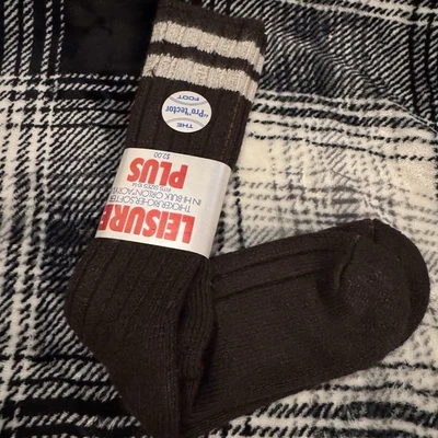 Calcetines Acanalados Gruesos Vintage LEISURE PLUS Marrón Nuevo de Lote Antiguo Para Hombre Pro-Fector Foto 1 de 4